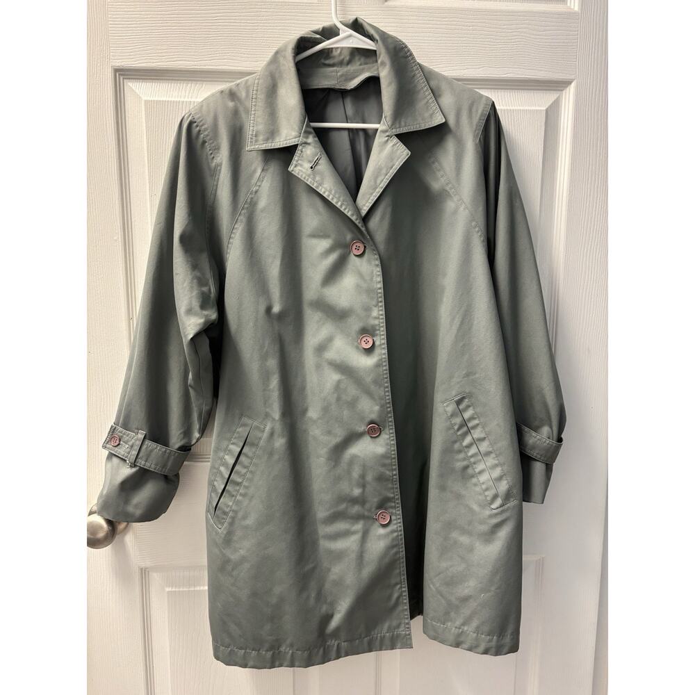 Womans London Fog Size 16 Gray No Liner -4 Button Trench Coat - Picture 1 of 3